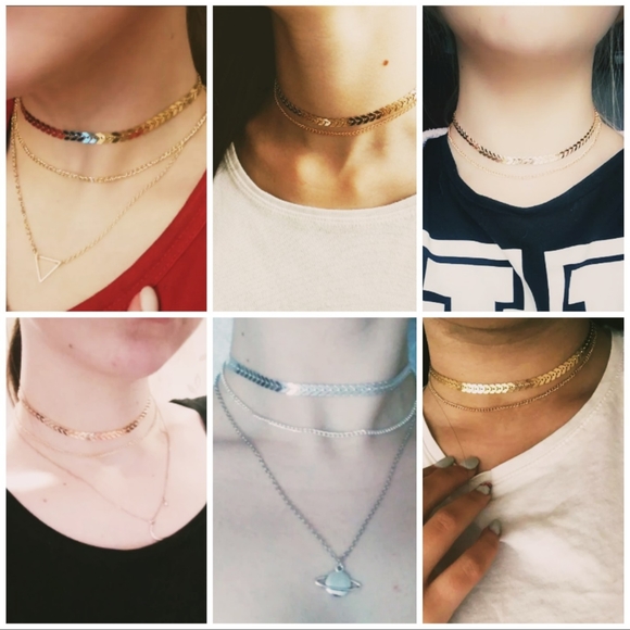 Chevron Chain Choker Two Layers - Picture 7 of 8